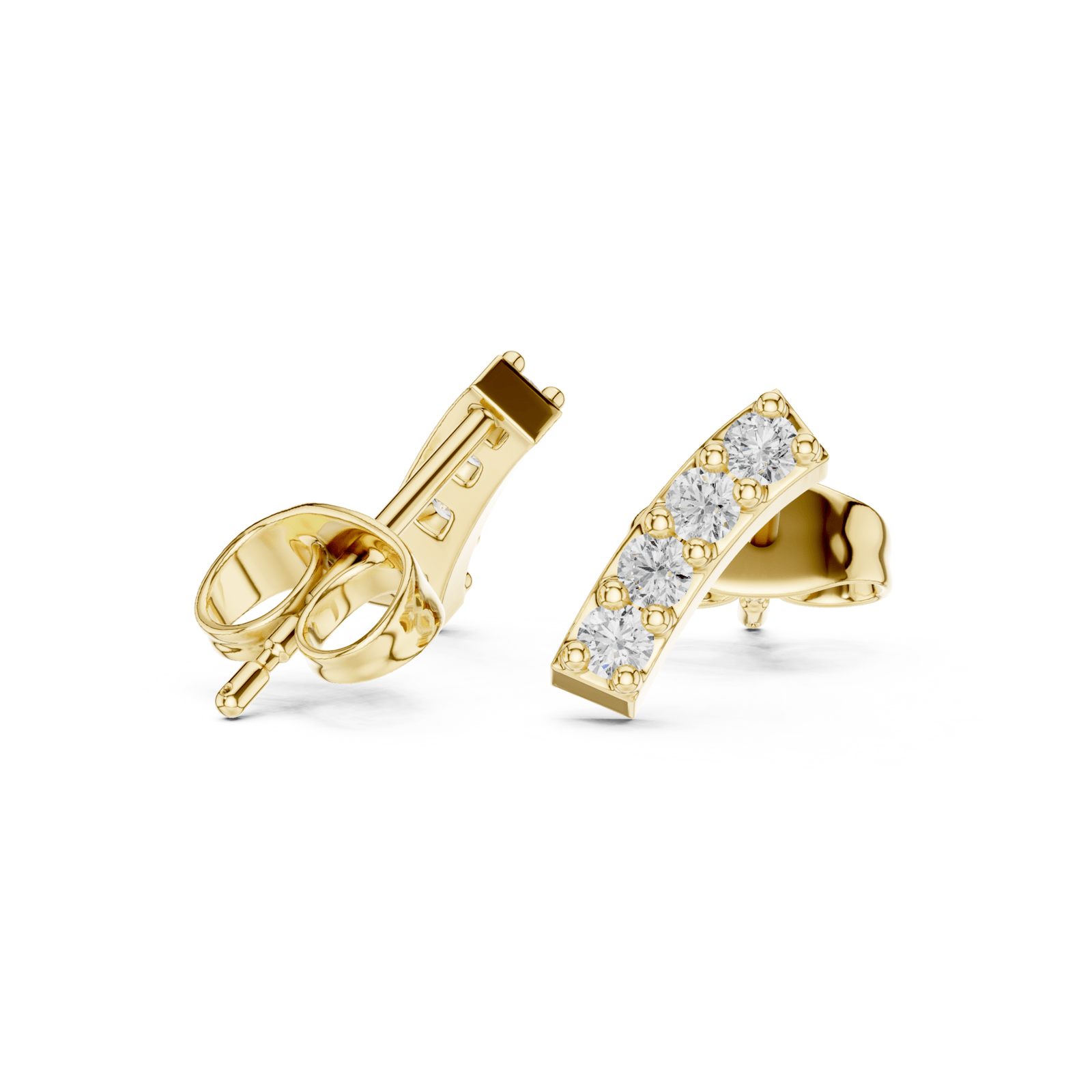 Round Diamond Arc Stud Earrings - E1156 in Earrings by 18 KARATS INC.