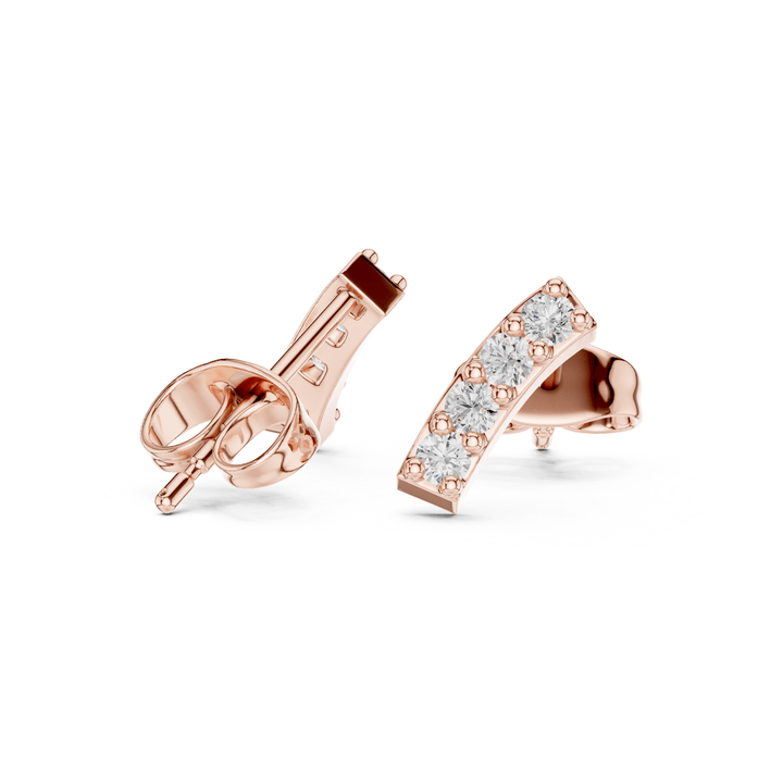 Round Diamond Arc Stud Earrings - E1156 in Earrings by 18 KARATS INC.