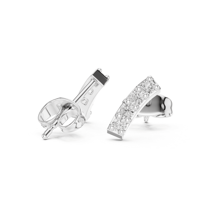 Round Diamond Arc Stud Earrings - E1156 in Earrings by 18 KARATS INC.