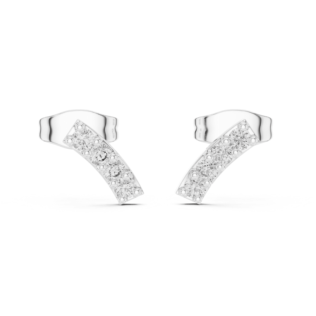 Round Diamond Arc Stud Earrings - E1156 in Earrings by 18 KARATS INC.