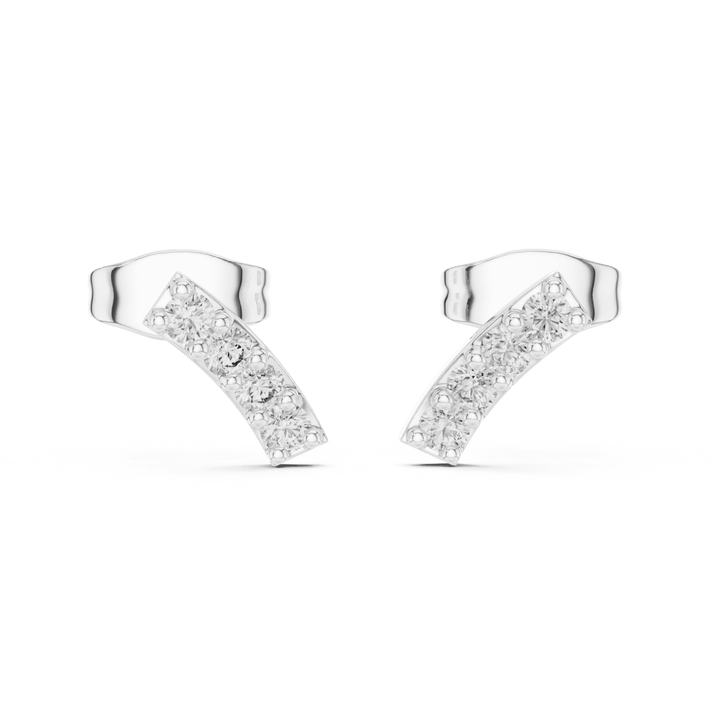Round Diamond Arc Stud Earrings - E1156 in Earrings by 18 KARATS INC.