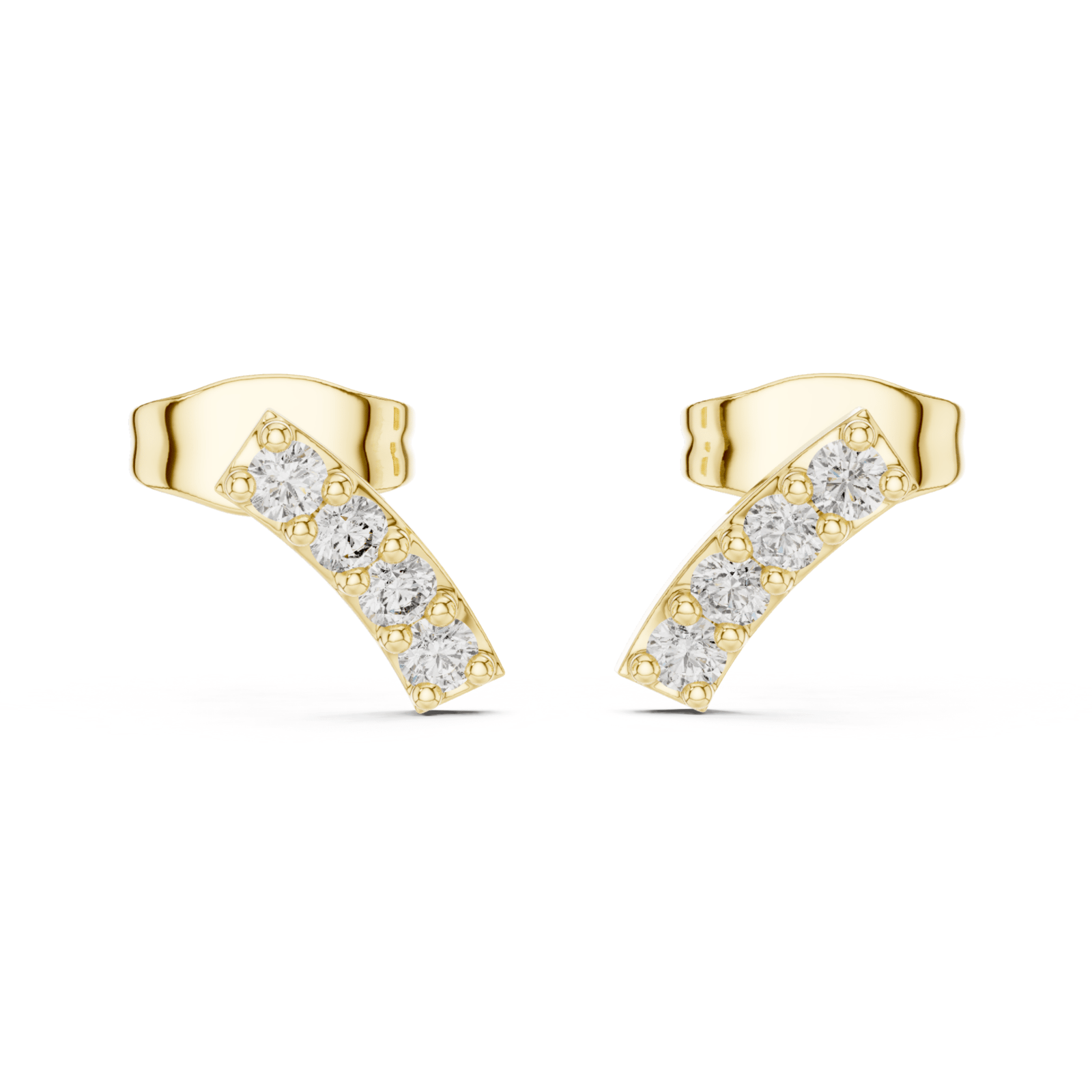 Round Diamond Arc Stud Earrings - E1156 in Earrings by 18 KARATS INC.
