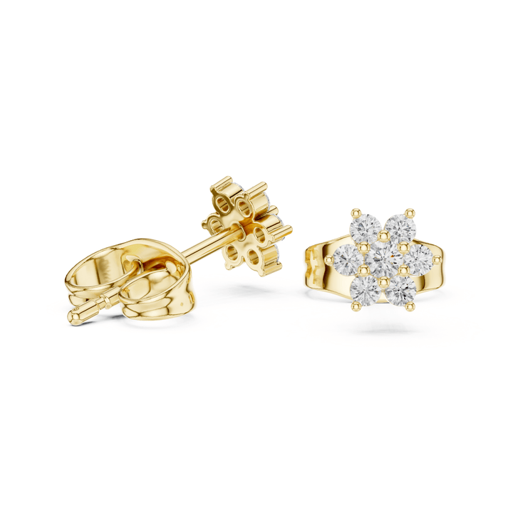 Round Diamond Floral Cluster Stud Earrings - E1158 in Earrings by 18 KARATS INC.