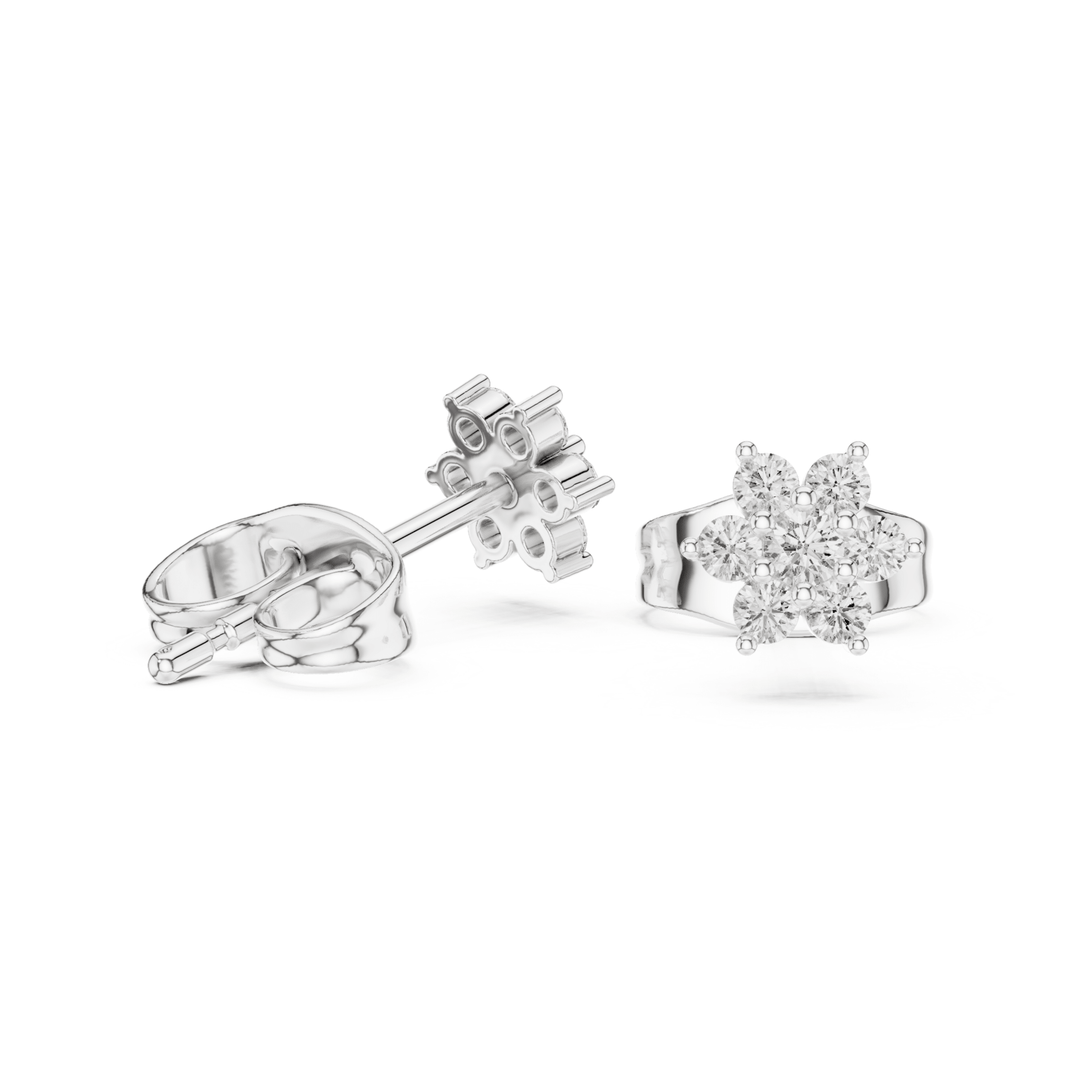 Round Diamond Floral Cluster Stud Earrings - E1158 in Earrings by 18 KARATS INC.