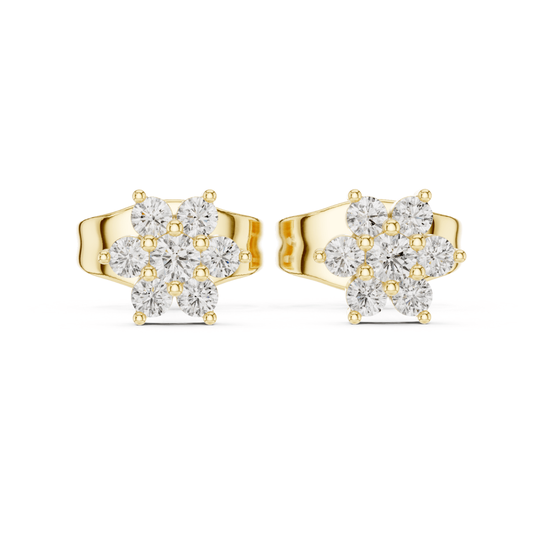 Round Diamond Floral Cluster Stud Earrings - E1158 in Earrings by 18 KARATS INC.