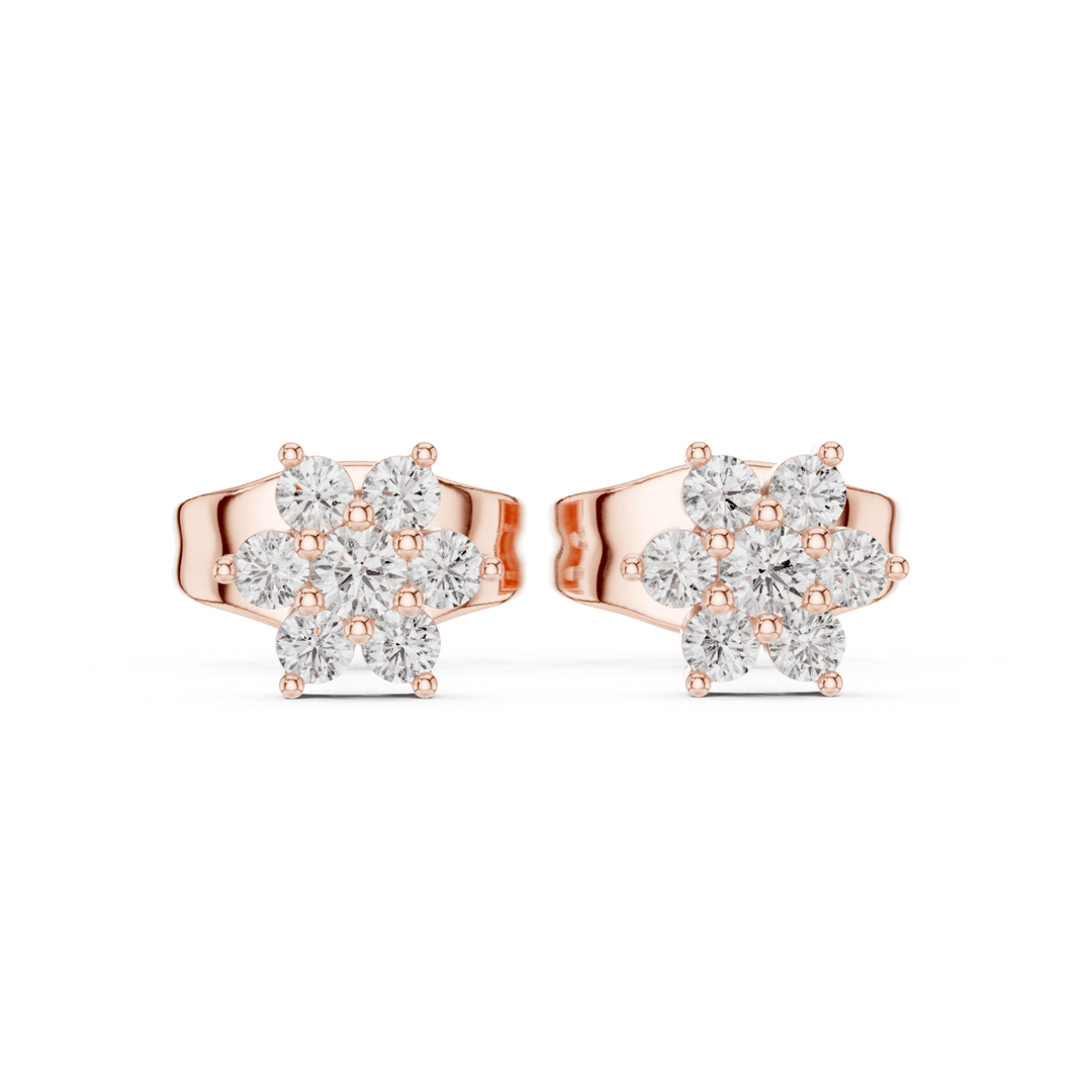 Round Diamond Floral Cluster Stud Earrings - E1158 in Earrings by 18 KARATS INC.