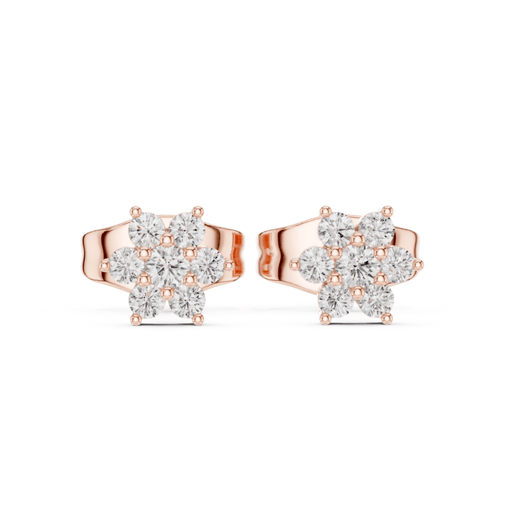 Round Diamond Floral Cluster Stud Earrings - E1158 in Earrings by 18 KARATS INC.