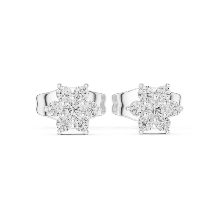 Round Diamond Floral Cluster Stud Earrings - E1158 in Earrings by 18 KARATS INC.