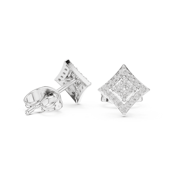 Round Diamond Rhombus Stud Earrings - E1157 in Earrings by 18 KARATS INC.