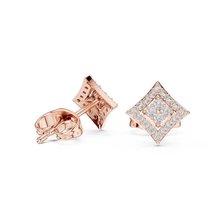 Round Diamond Rhombus Stud Earrings - E1157 in Earrings by 18 KARATS INC.