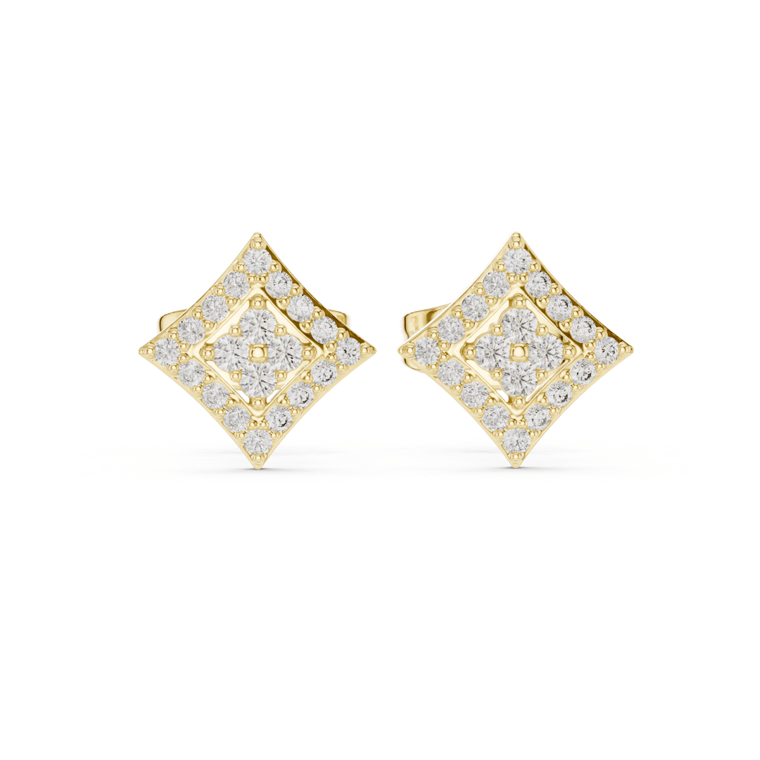 Round Diamond Rhombus Stud Earrings - E1157 in Earrings by 18 KARATS INC.