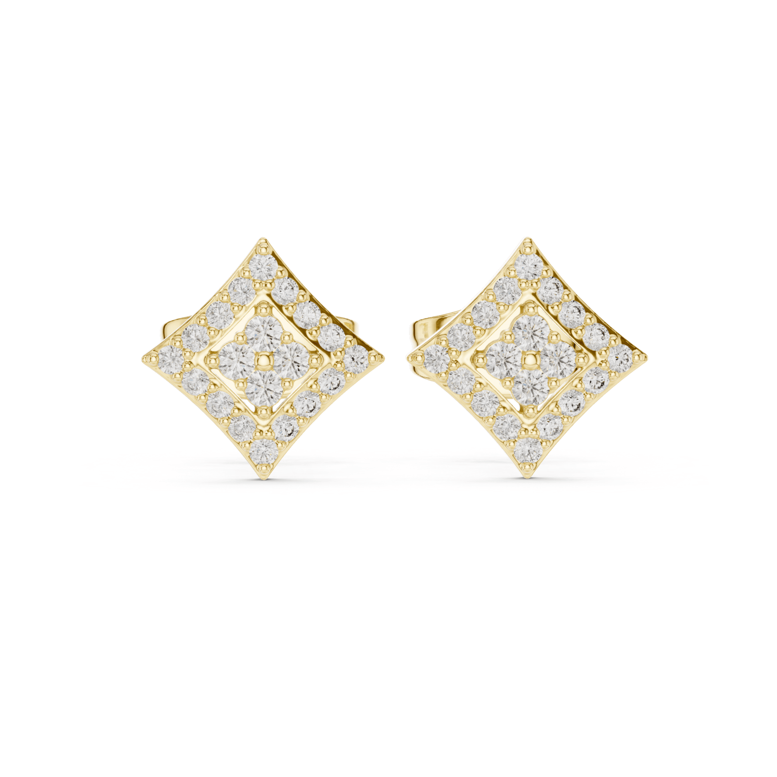 Round Diamond Rhombus Stud Earrings - E1157 in Earrings by 18 KARATS INC.