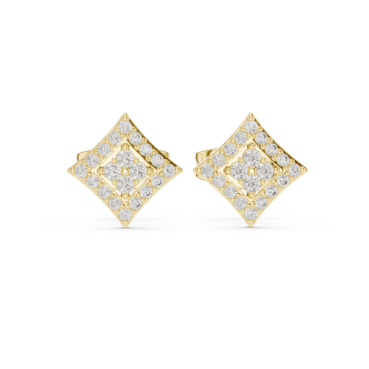 Round Diamond Rhombus Stud Earrings - E1157 in Earrings by 18 KARATS INC.