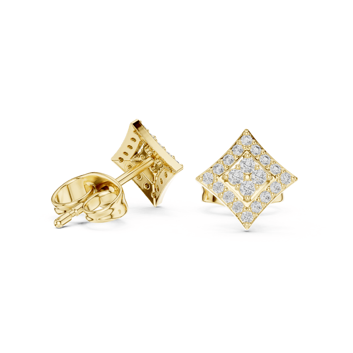 Round Diamond Rhombus Stud Earrings - E1157 in Earrings by 18 KARATS INC.