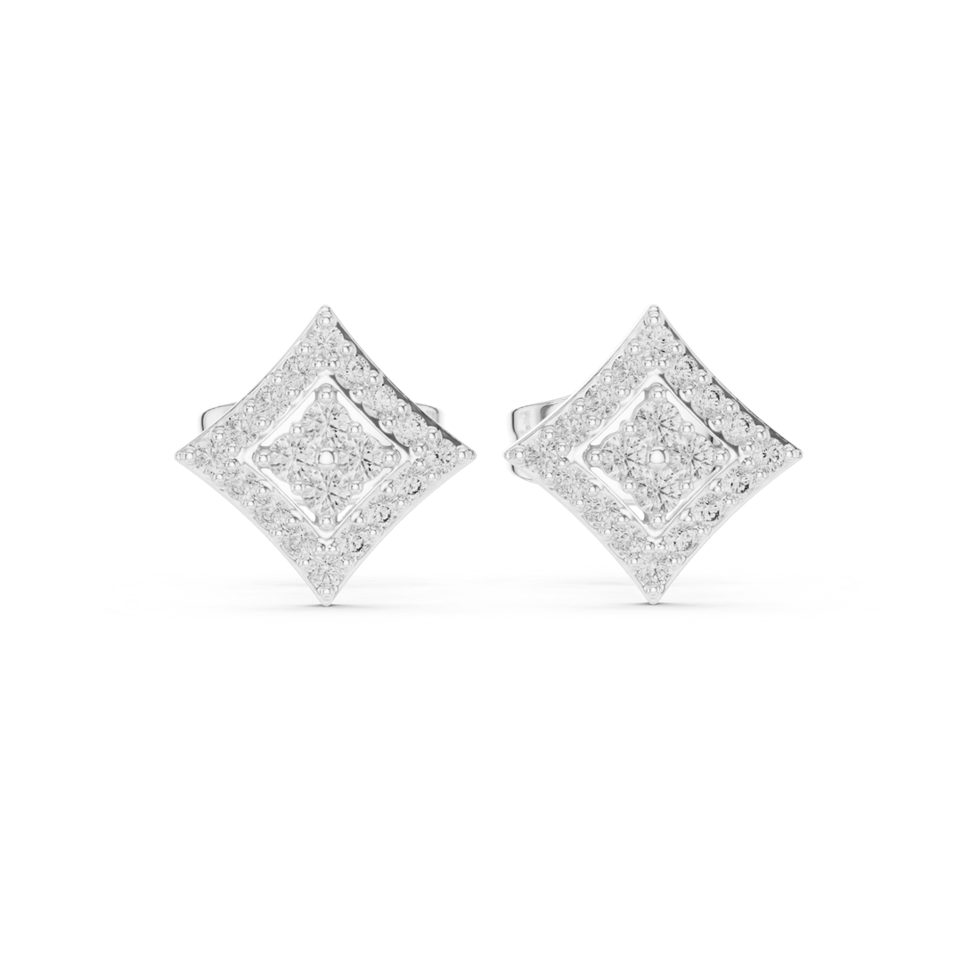 Round Diamond Rhombus Stud Earrings - E1157 in Earrings by 18 KARATS INC.
