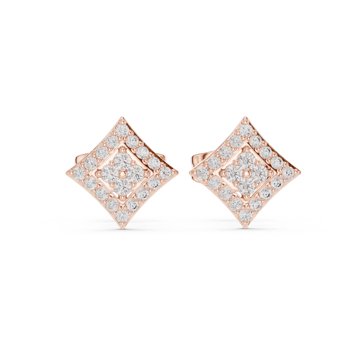 Round Diamond Rhombus Stud Earrings - E1157 in Earrings by 18 KARATS INC.