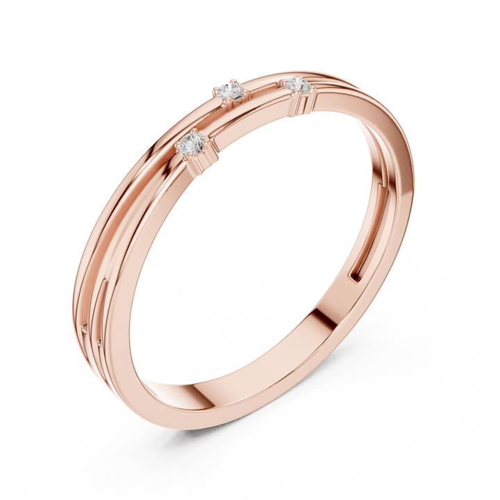 Round Diamond Station Band - B1146 in Wedding Bands by 18 KARATS INC.