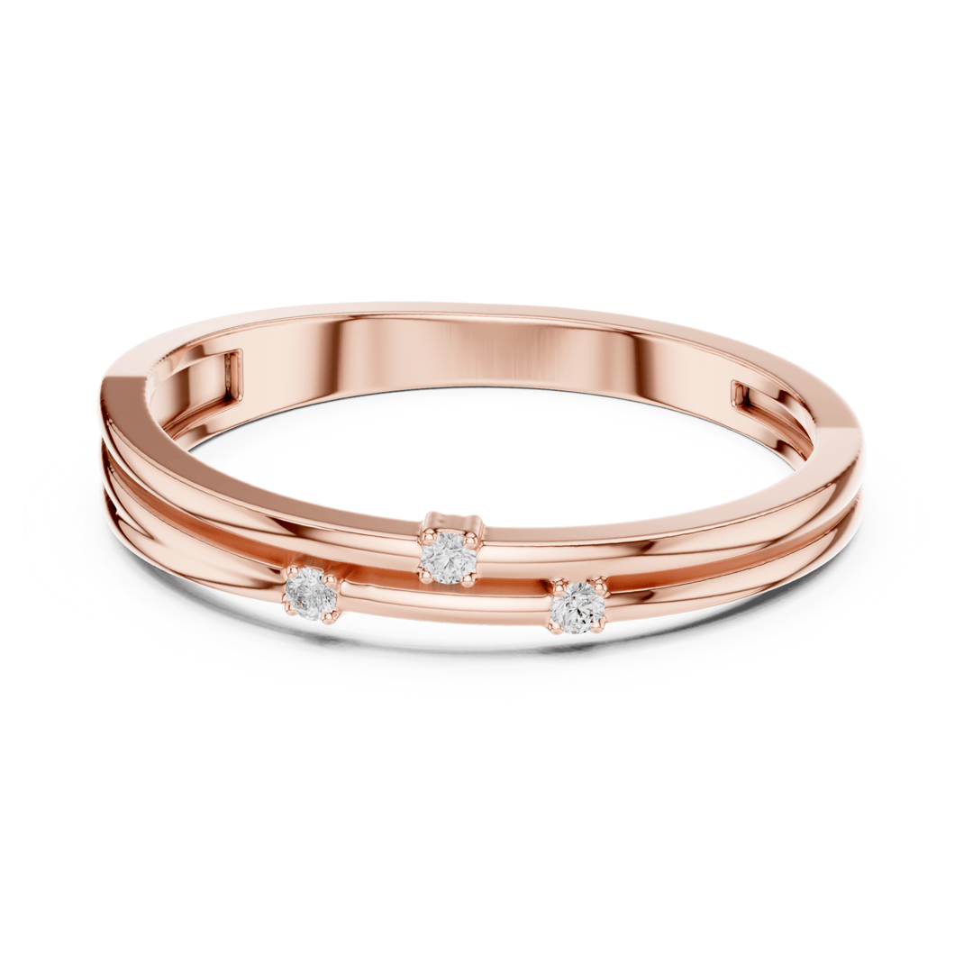 Round Diamond Station Band - B1146 in Wedding Bands by 18 KARATS INC.