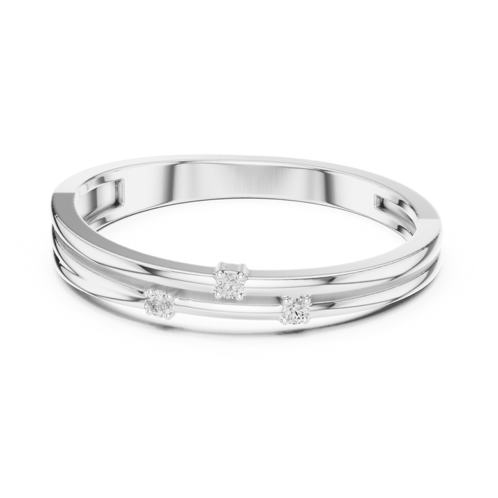 Round Diamond Station Band - B1146 in Wedding Bands by 18 KARATS INC.