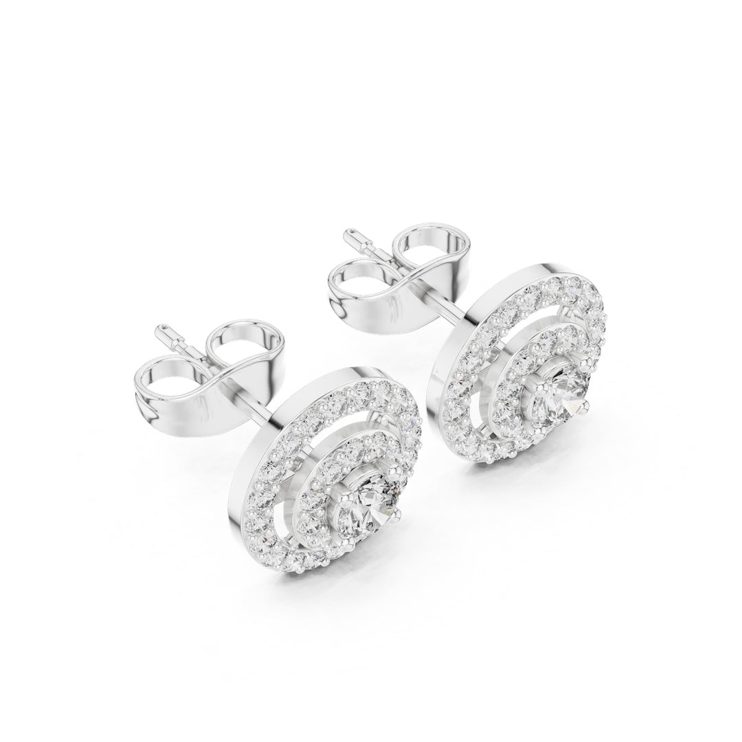 Round Double Halo Diamond Stud Earrings - E1121 in Earrings by 18 KARATS INC.
