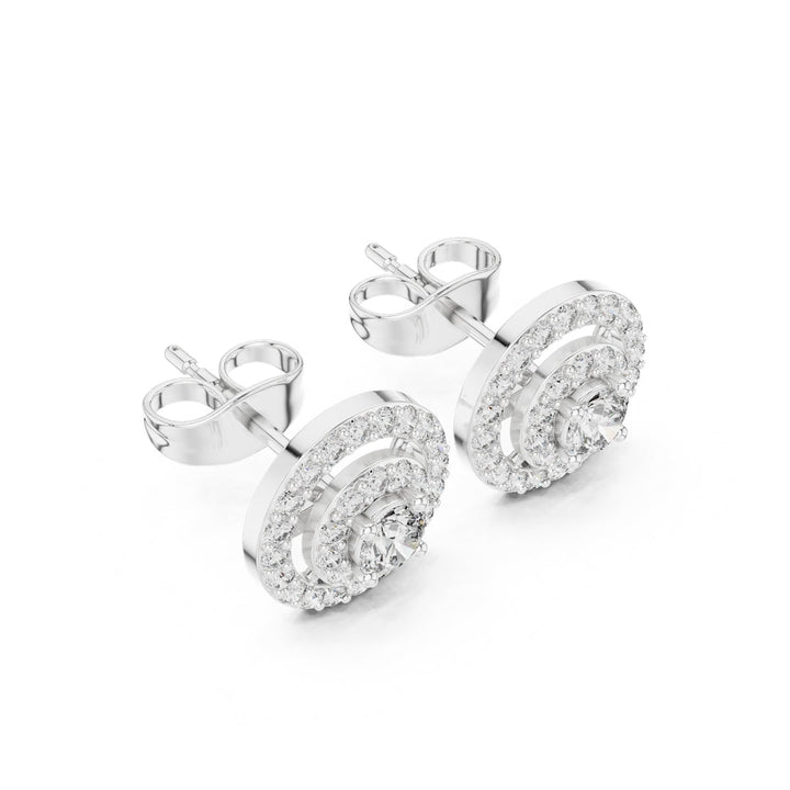 Round Double Halo Diamond Stud Earrings - E1121 in Earrings by 18 KARATS INC.