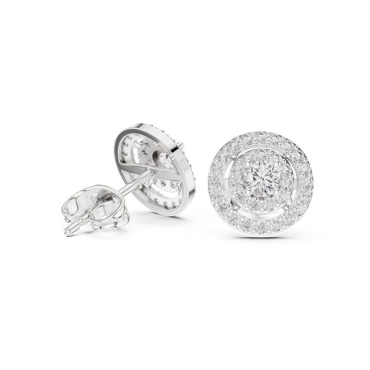 Round Double Halo Diamond Stud Earrings - E1121 in Earrings by 18 KARATS INC.