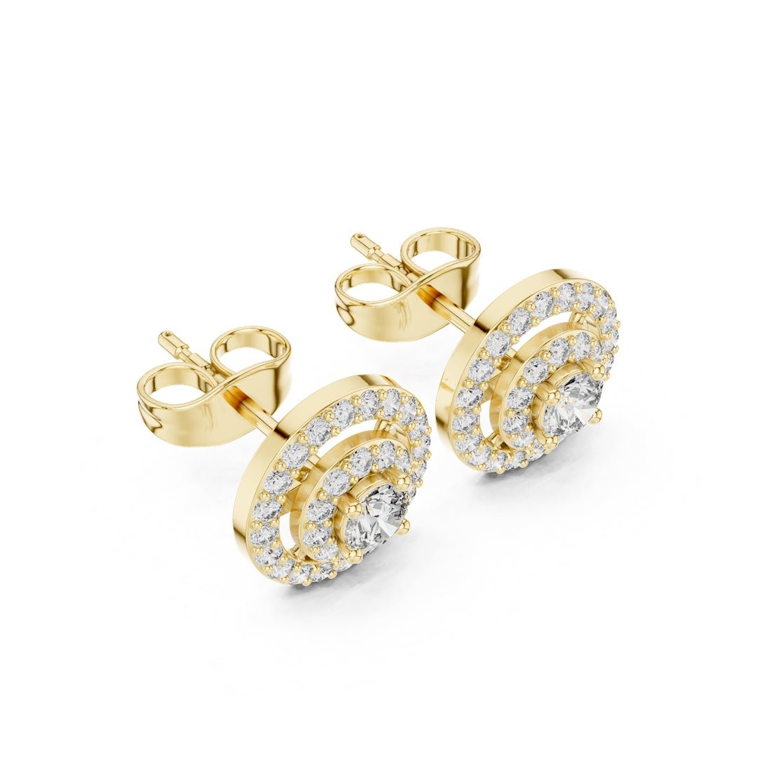 Round Double Halo Diamond Stud Earrings - E1121 in Earrings by 18 KARATS INC.