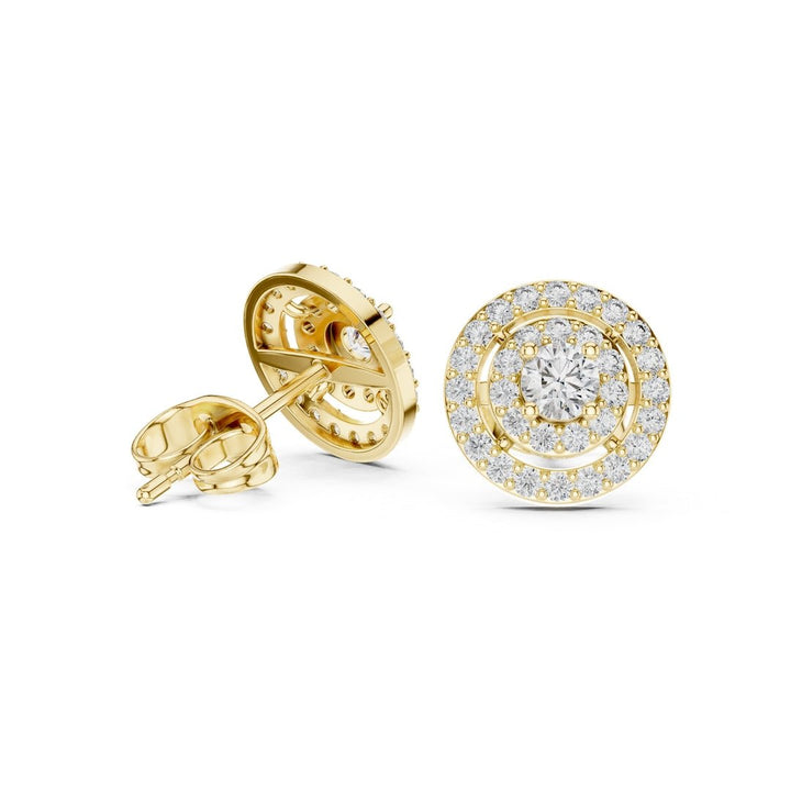 Round Double Halo Diamond Stud Earrings - E1121 in Earrings by 18 KARATS INC.