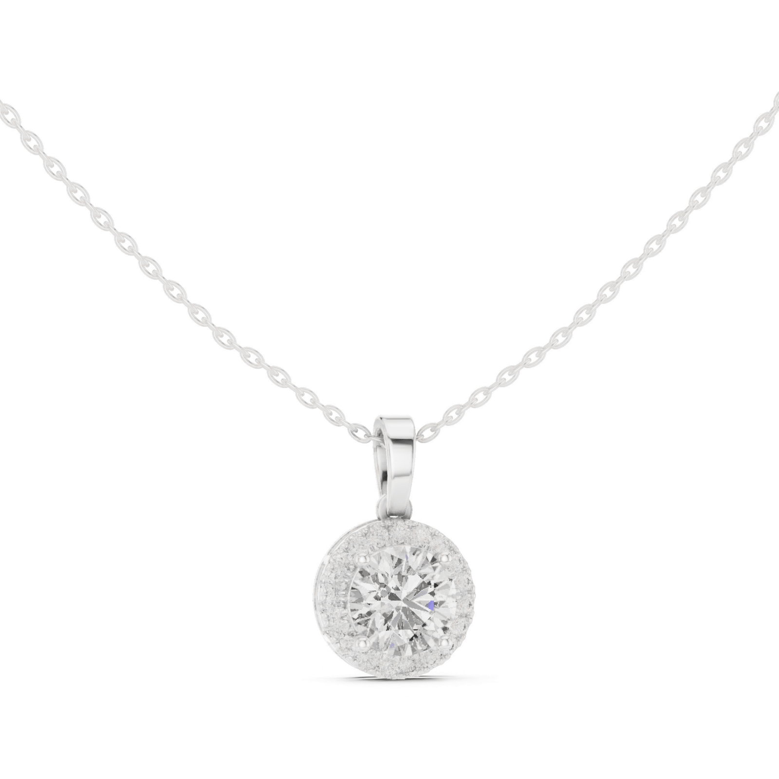 Round Halo Lab Grown 2.37 ctw Diamond Necklace - P1129 in Necklace by 18 KARATS INC.