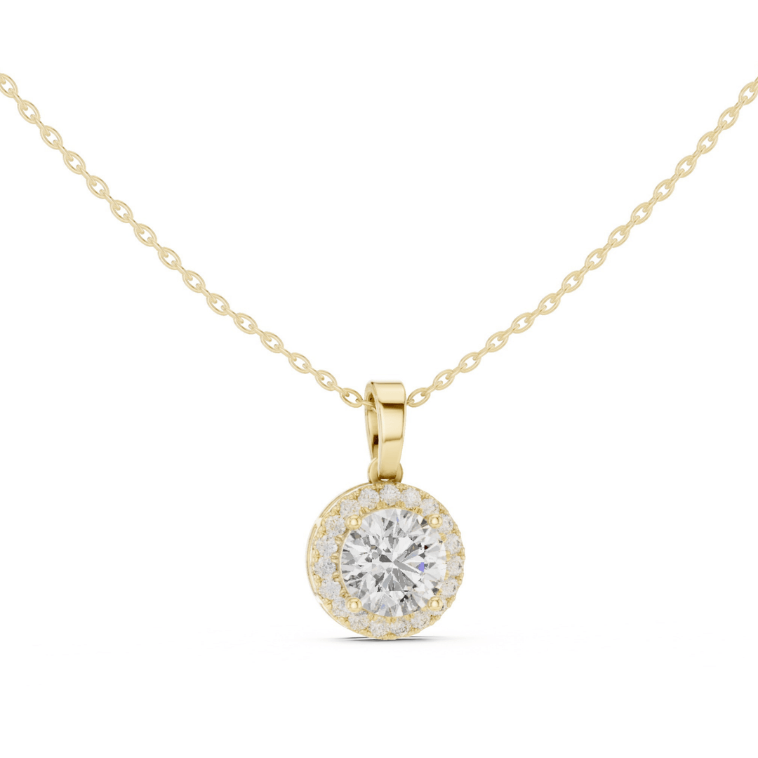 Round Halo Lab Grown 2.37 ctw Diamond Necklace - P1129 in Necklace by 18 KARATS INC.