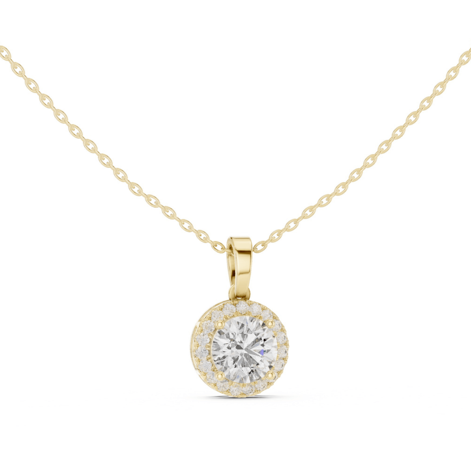 Round Halo Lab Grown 2.37 ctw Diamond Necklace - P1129 in Necklace by 18 KARATS INC.