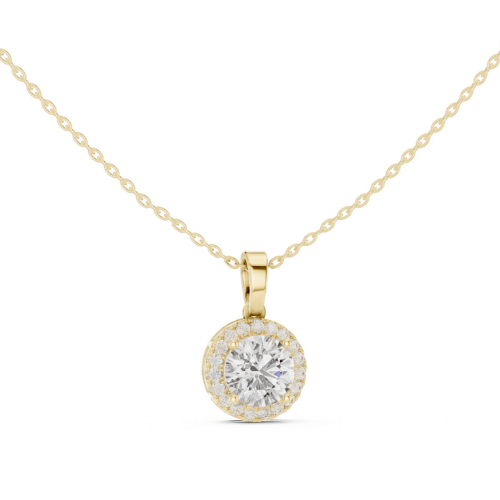 Round Halo Lab Grown 2.37 ctw Diamond Necklace - P1129 in Necklace by 18 KARATS INC.