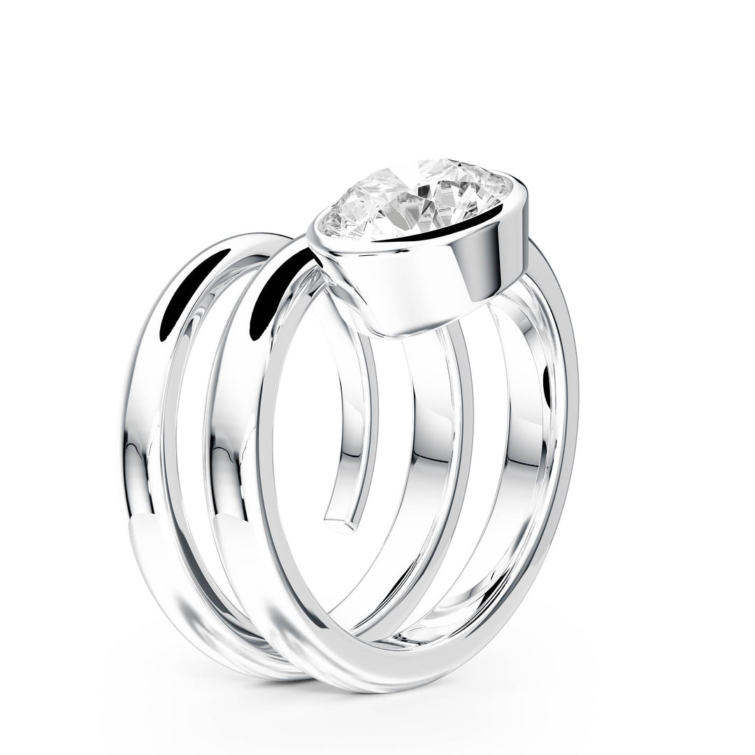 Round Lab Diamond Bezel Spiral Ring - R1266 in Ready Rings by 18 KARATS INC.