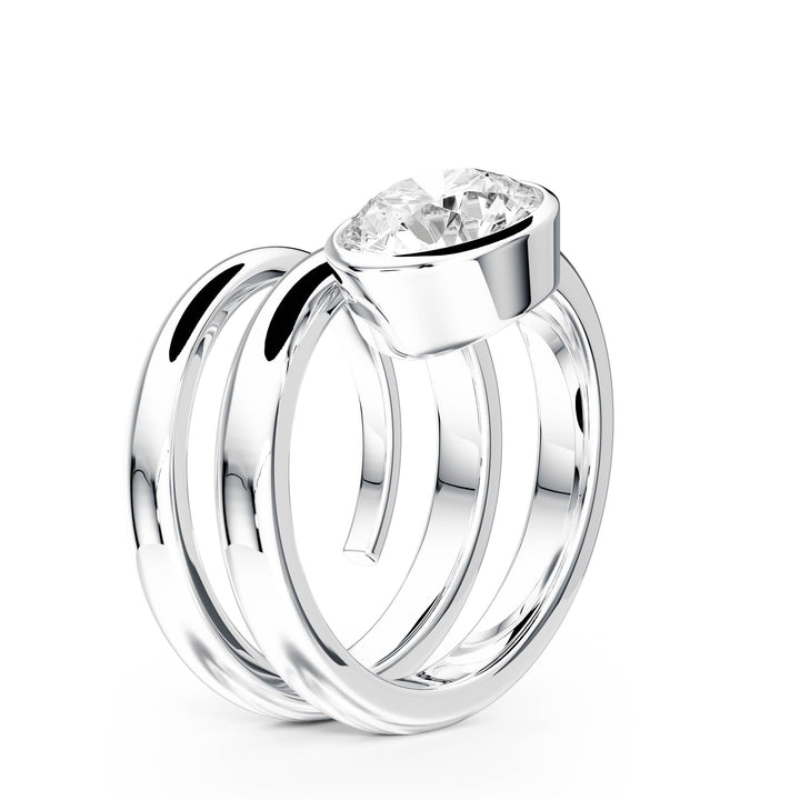 Round Lab Diamond Bezel Spiral Ring - R1266 in Ready Rings by 18 KARATS INC.