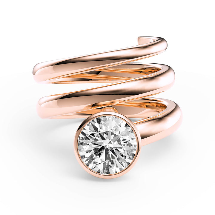 Round Lab Diamond Bezel Spiral Ring - R1266 in Ready Rings by 18 KARATS INC.