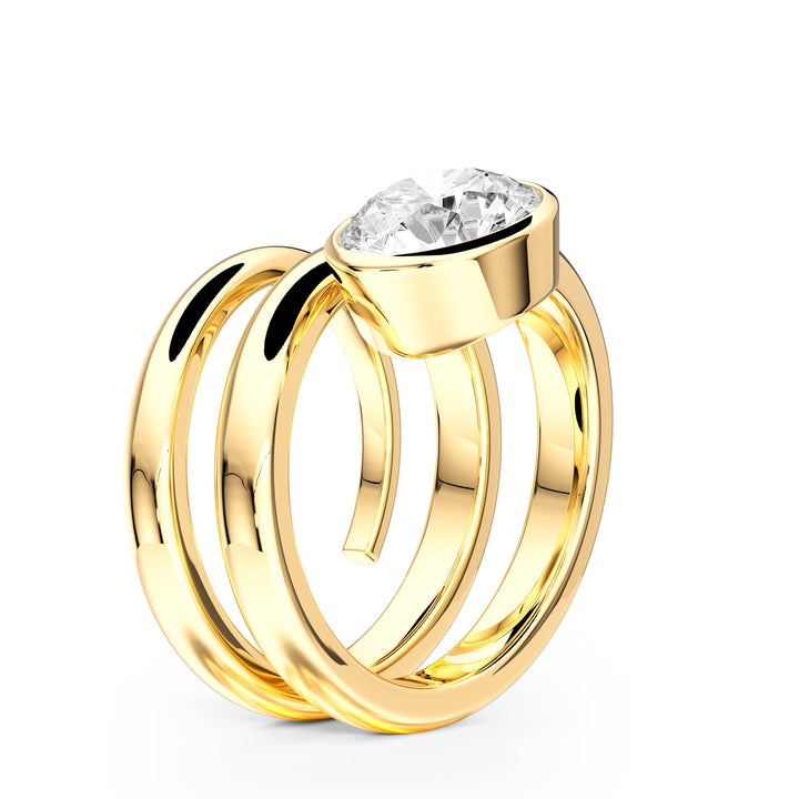 Round Lab Diamond Bezel Spiral Ring - R1266 in Ready Rings by 18 KARATS INC.
