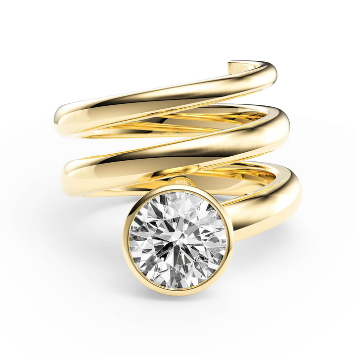 Round Lab Diamond Bezel Spiral Ring - R1266 in Ready Rings by 18 KARATS INC.