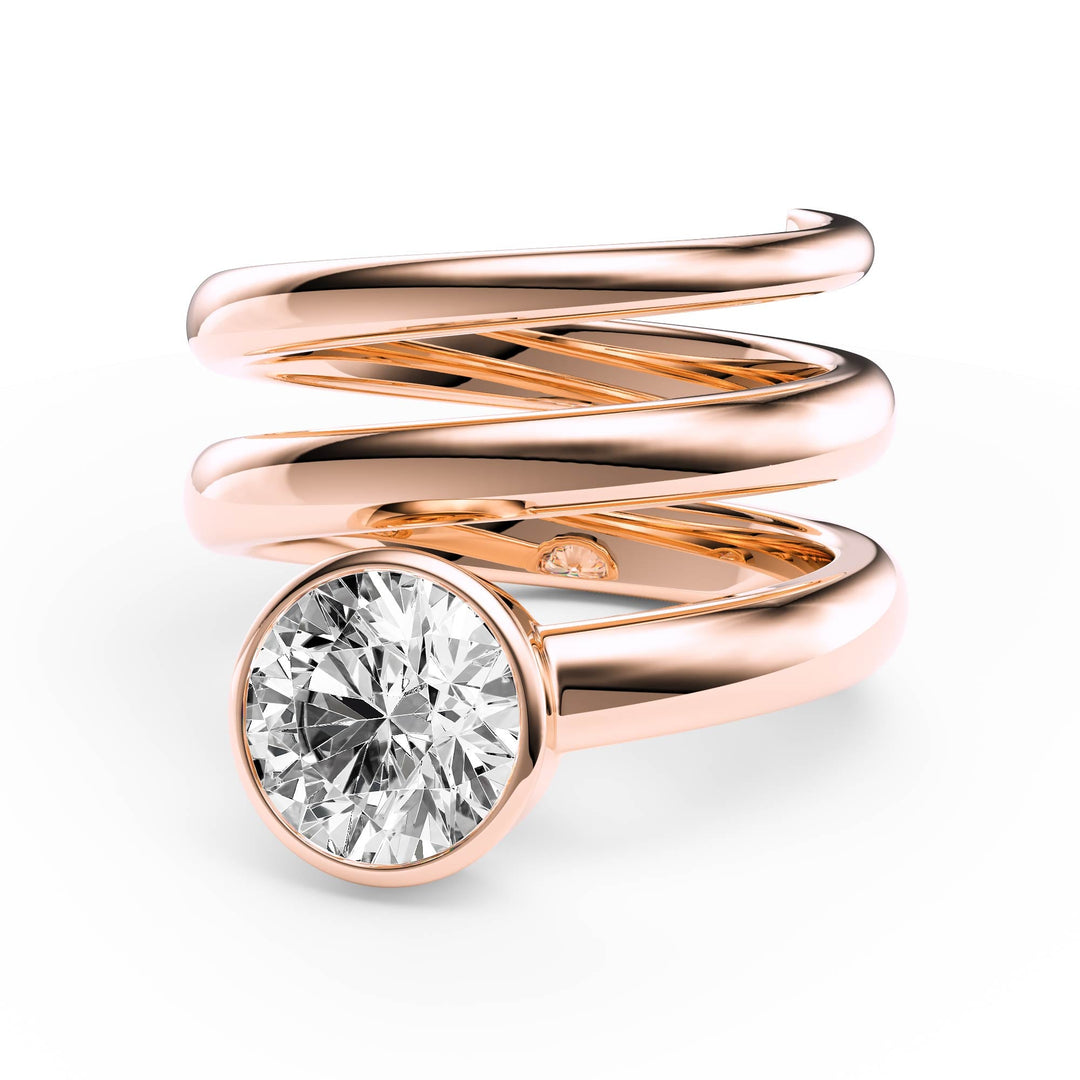 Round Lab Diamond Bezel Spiral Ring - R1266 in Ready Rings by 18 KARATS INC.