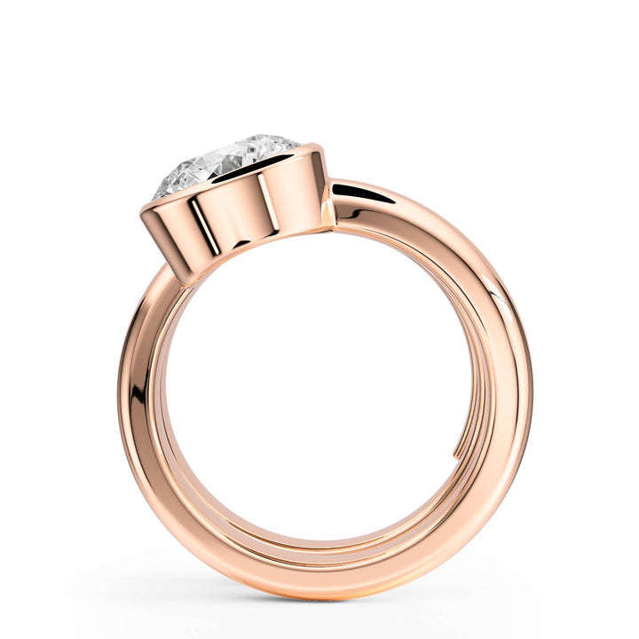 Round Lab Diamond Bezel Spiral Ring - R1266 in Ready Rings by 18 KARATS INC.