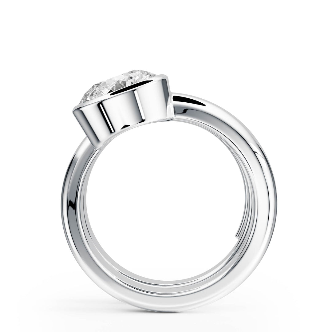 Round Lab Diamond Bezel Spiral Ring - R1266 in Ready Rings by 18 KARATS INC.