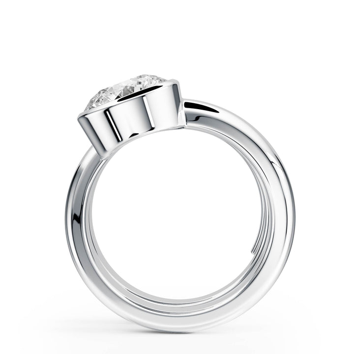 Round Lab Diamond Bezel Spiral Ring - R1266 in Ready Rings by 18 KARATS INC.
