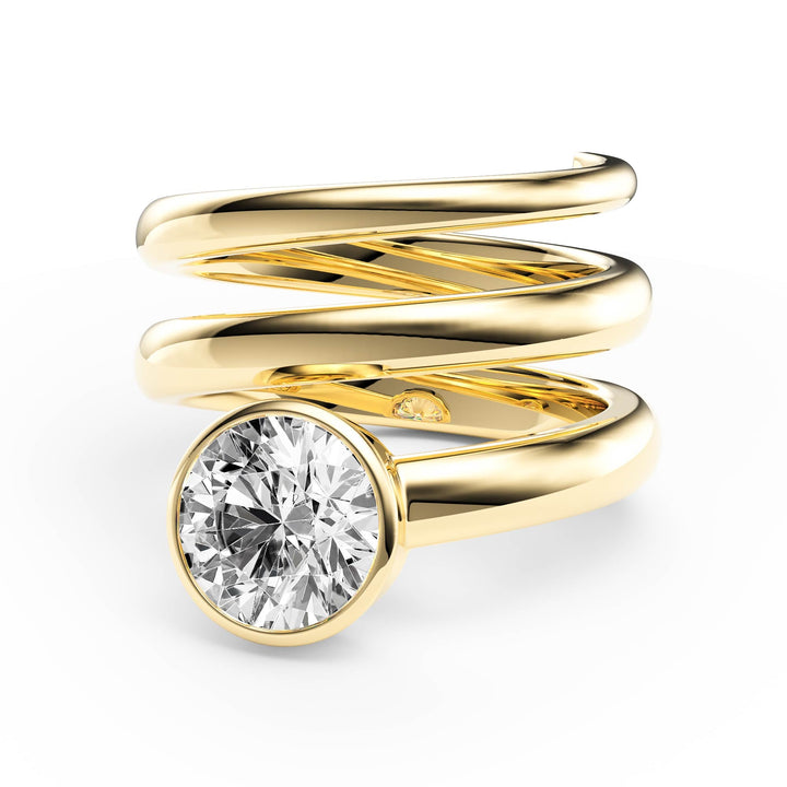 Round Lab Diamond Bezel Spiral Ring - R1266 in Ready Rings by 18 KARATS INC.