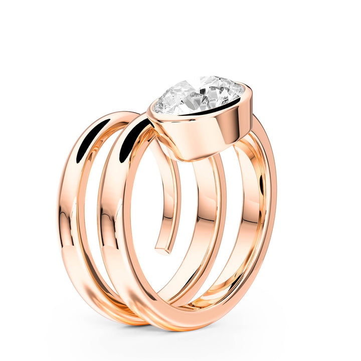 Round Lab Diamond Bezel Spiral Ring - R1266 in Ready Rings by 18 KARATS INC.