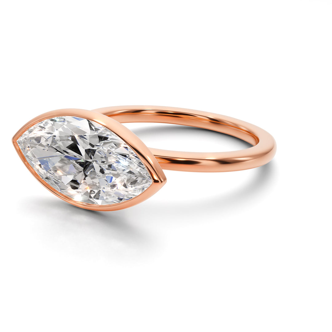 Royal Marquise East West Bezel Engagement Ring - R1015 in Ring by 18 KARATS