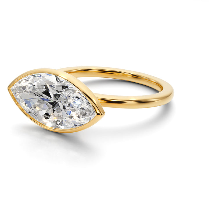 Royal Marquise East West Bezel Engagement Ring - R1015 in Ring by 18 KARATS