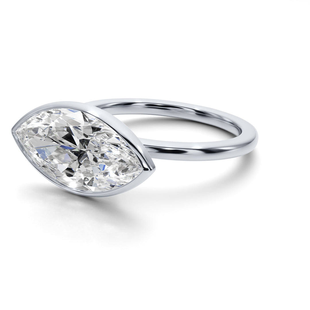 Royal Marquise East West Bezel Engagement Ring - R1015 in Ring by 18 KARATS