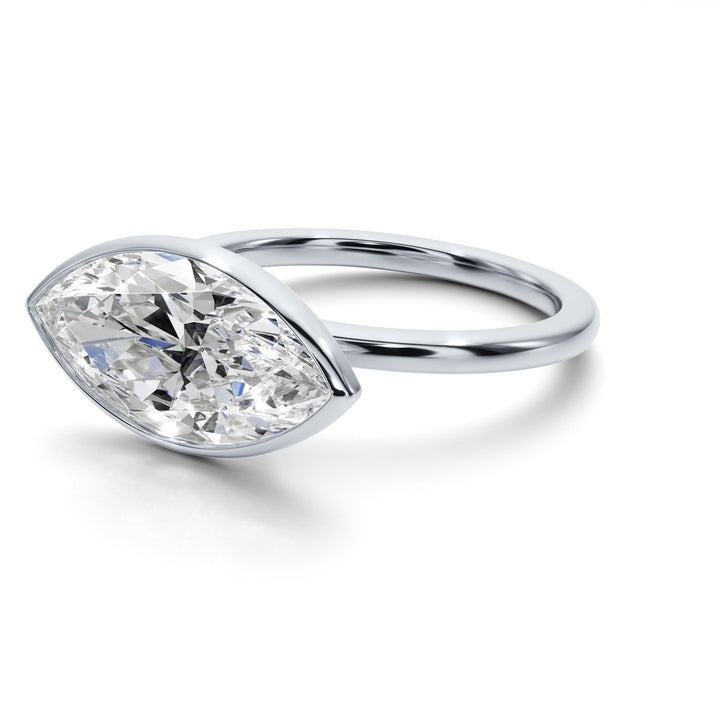 Royal Marquise East West Bezel Engagement Ring - R1015 in Ring by 18 KARATS