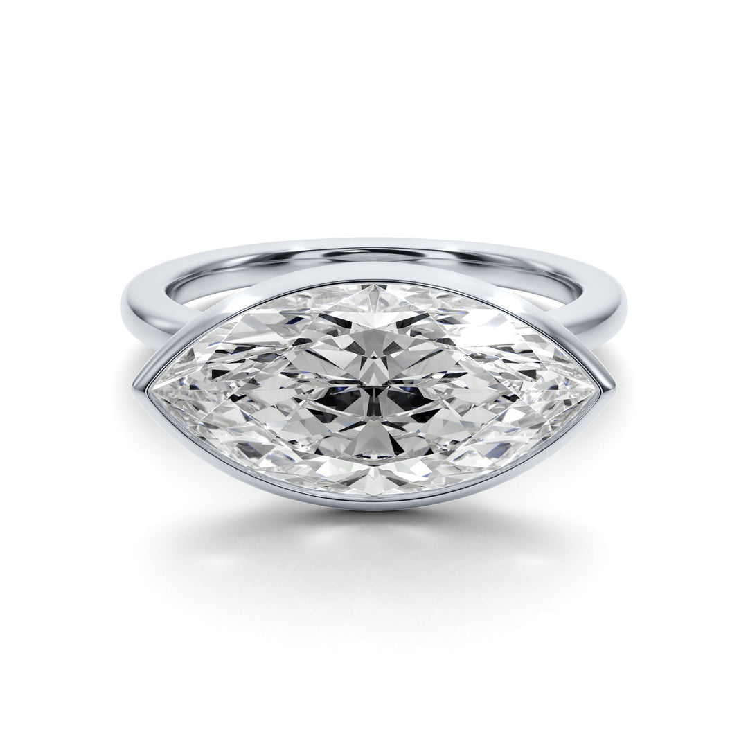 Royal Marquise East West Bezel Engagement Ring - R1015 in Ring by 18 KARATS