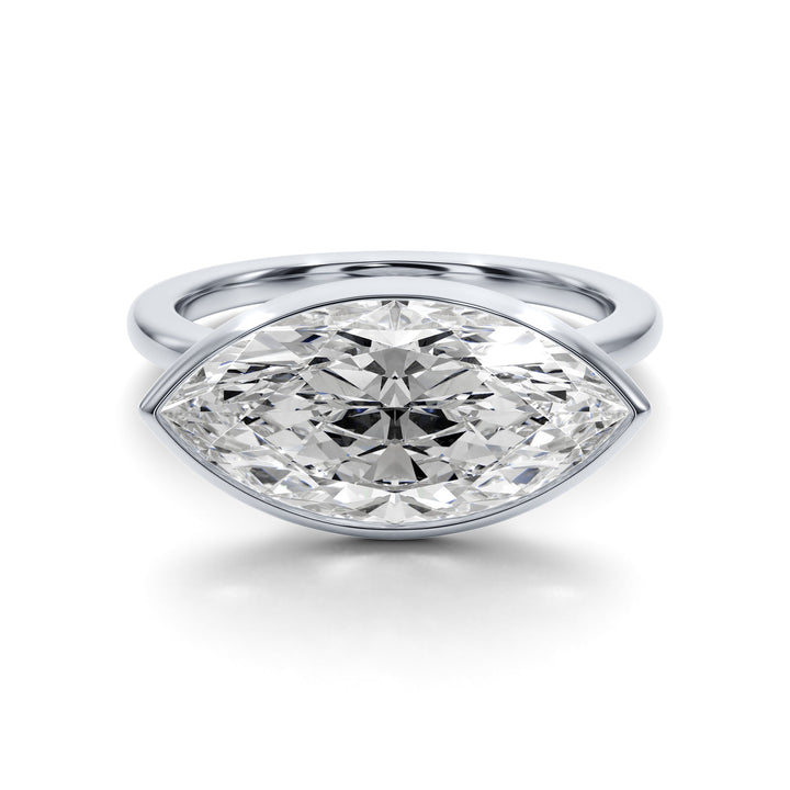 Royal Marquise East West Bezel Engagement Ring - R1015 in Ring by 18 KARATS