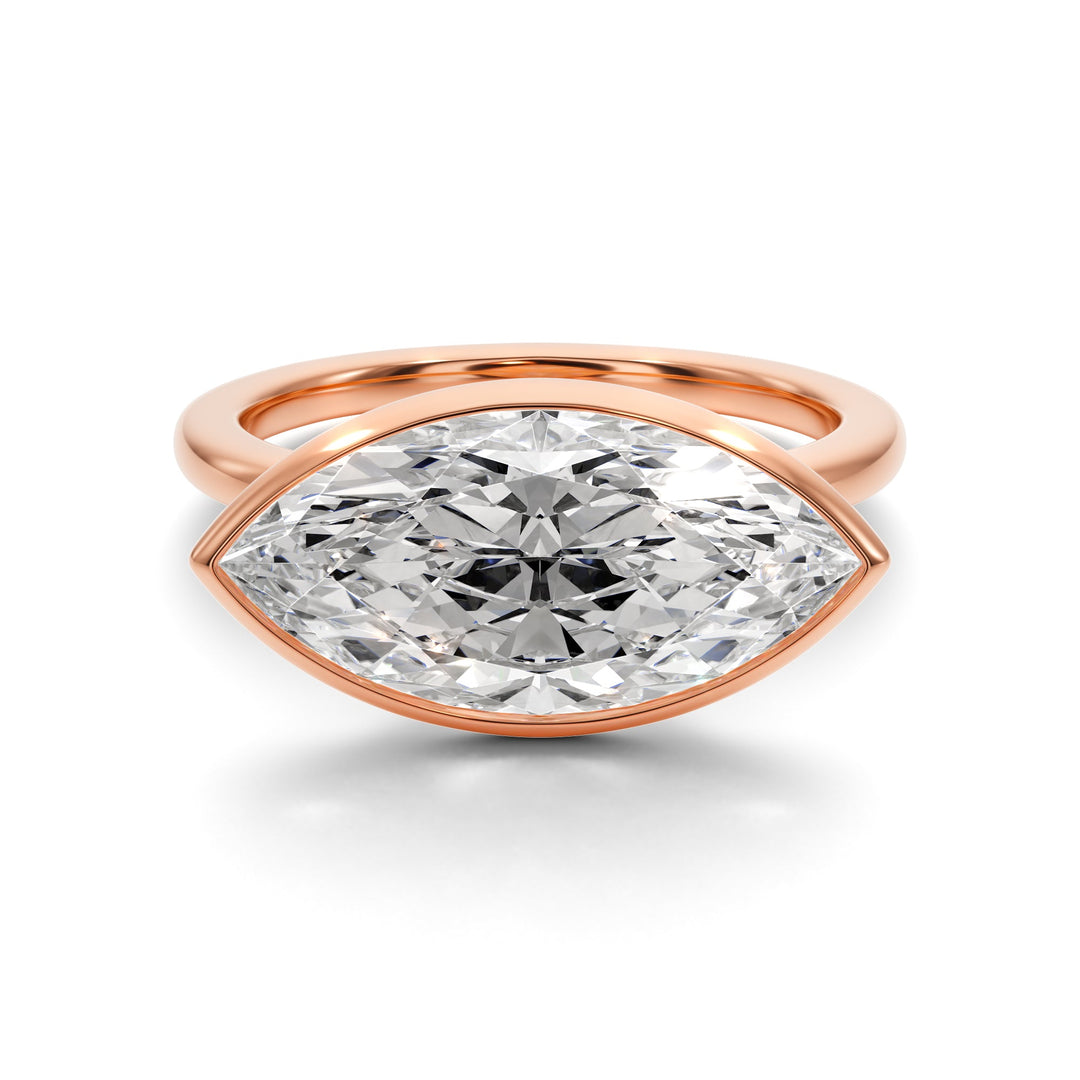 Royal Marquise East West Bezel Engagement Ring - R1015 in Ring by 18 KARATS